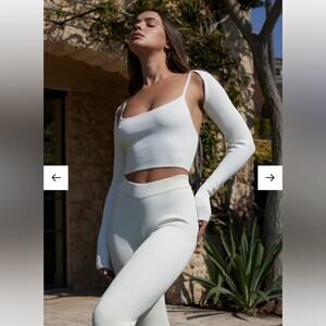 monday swimwear the beverly hills white ribbed knit cami crop top size (P) XS